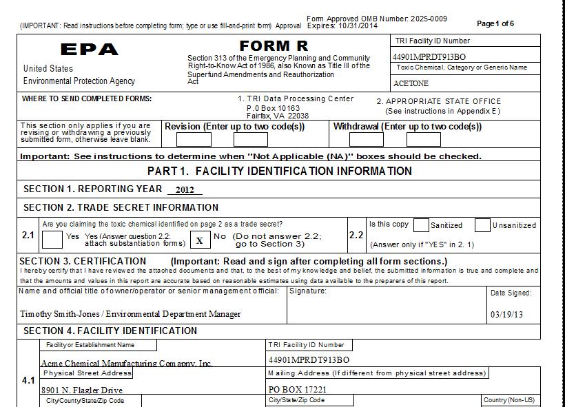 Form R Report