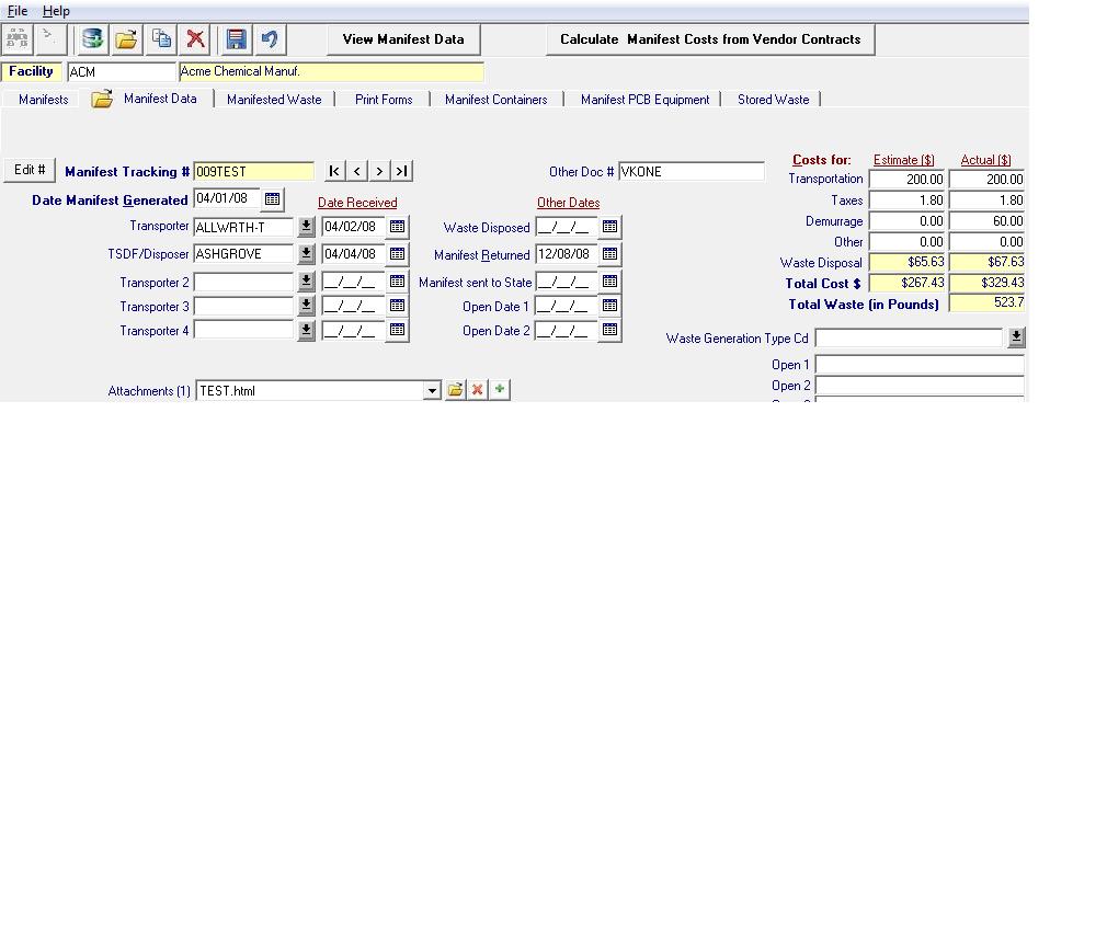 Edit Manifest Data