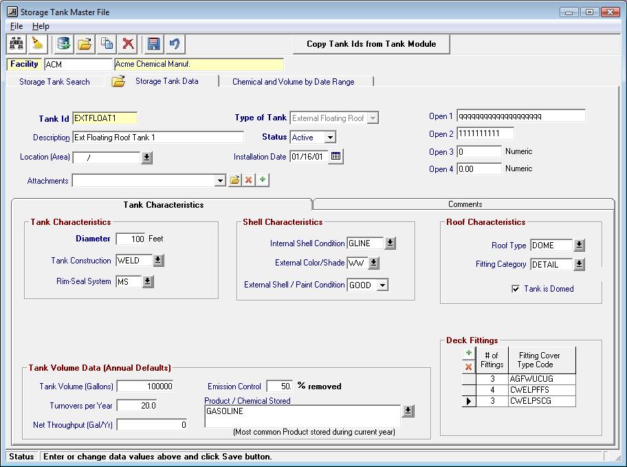 Edit Hydrocarbon Storage Tank Data