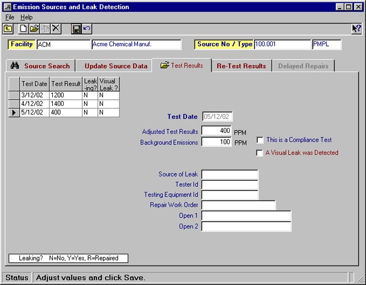 Source Test Results