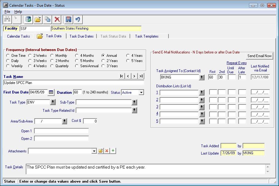 Edit Calendar Tasks