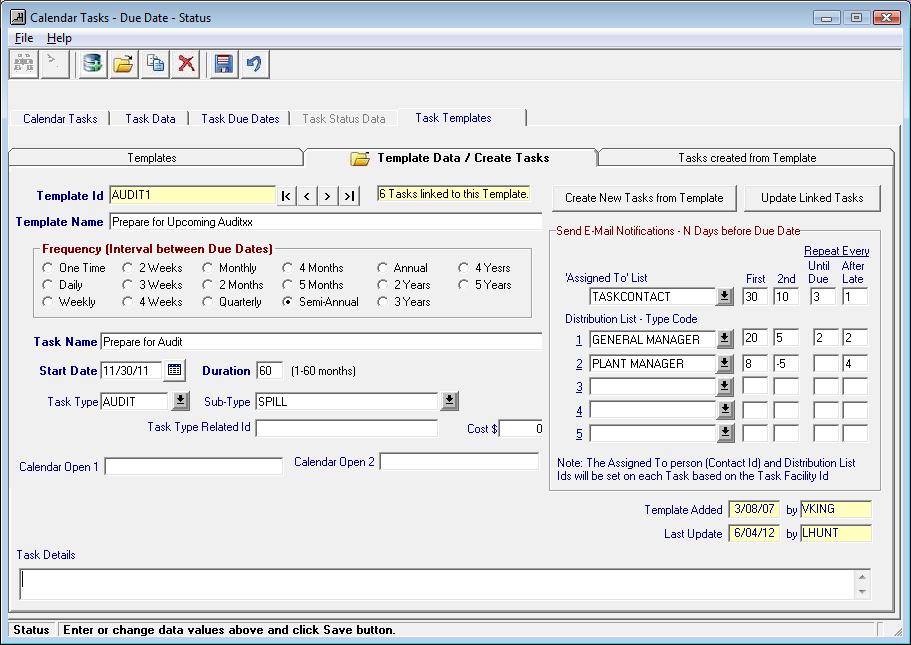 Edit Task Templates