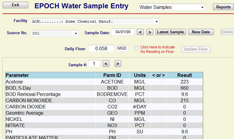 Enter Samples via the Web