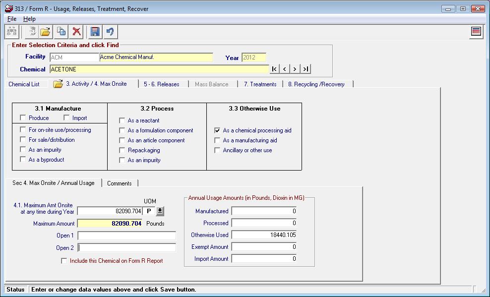 Edit Activities and Usage Data (Sections 3 and 4)