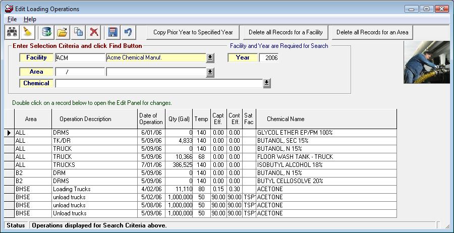 Edit Loading Operation Data