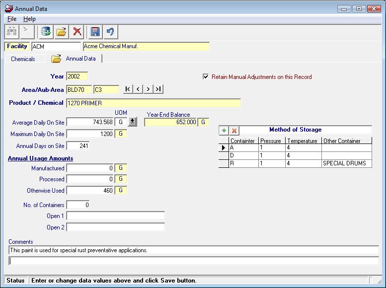 Edit Annual Summary Data